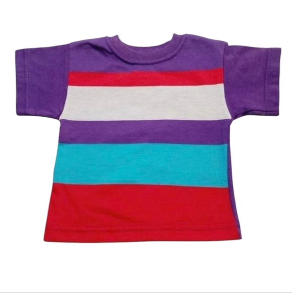 Vintage 80s 90s Circo Wide Striped Purple Red White Tshirt 2T - Picture 1 of 8